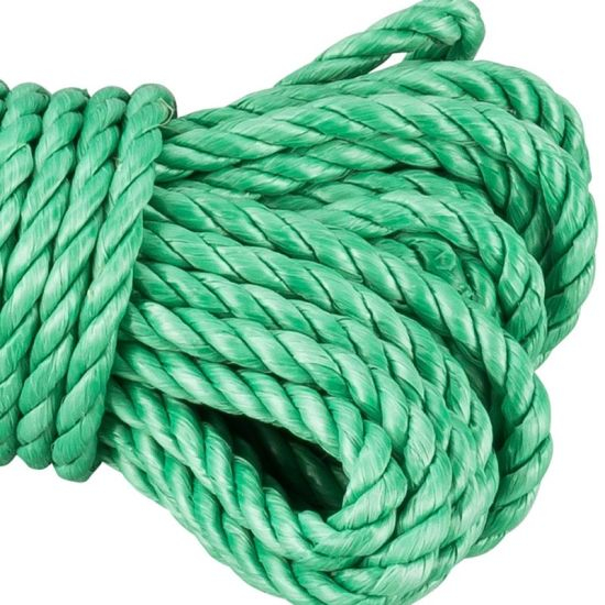 Зеленая 3-х прядная пеньковая веревка из полипропилена для транспортировки и швартовки